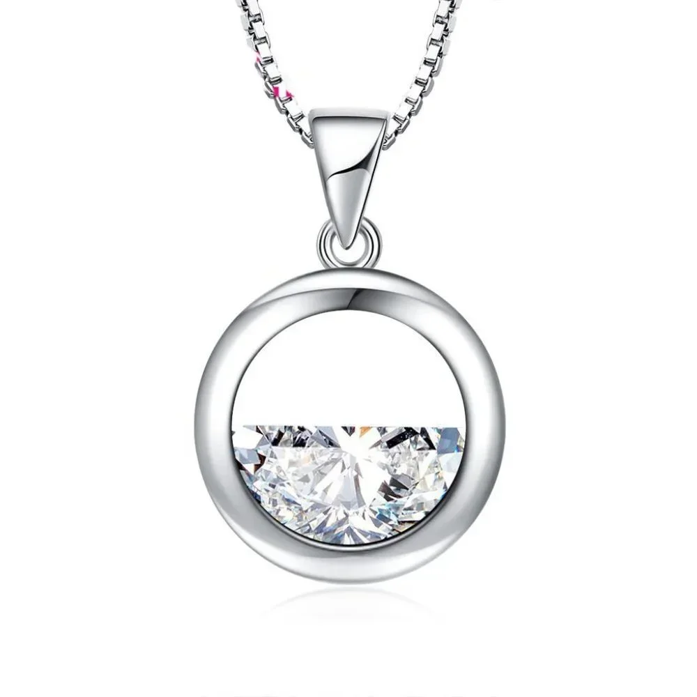 Beautiful ⭐4pc Bundle Sale⭐ Half Diamond Circle Pendant, Earrings & 18" Chain 🔗 - Picture 4 of 7